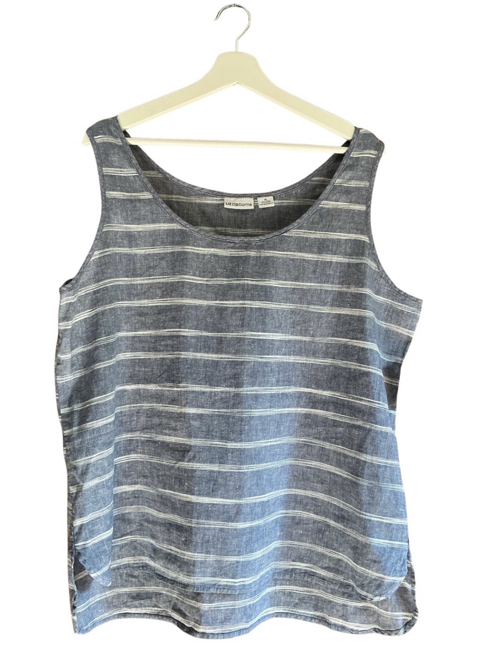 Liz Claiborne - NWT - Indigo Blue and White Striped Linen-Blend Tank